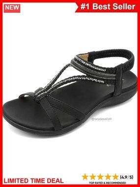 Womens Bohemian Flat Sandals Orthopedic Cushioned Slip-On Summer Shoes